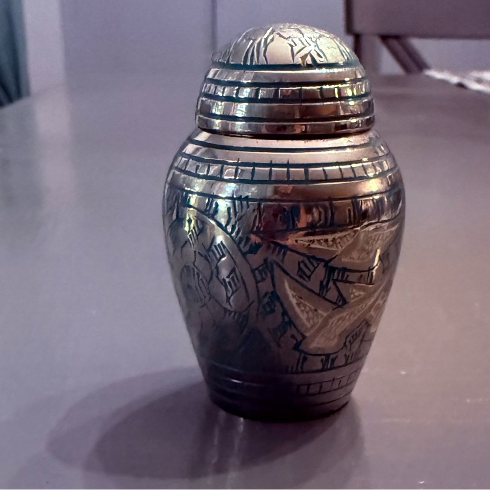 Silver and Blue small Urn